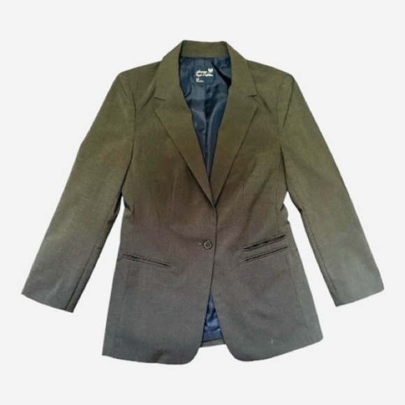 AEO 2010 Classic Gray Hopsack Weave Casual Blazer Contrast Lining Women's Small - Picture 2 of 15